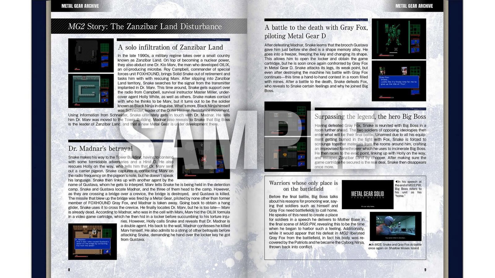 Metal Gear and Metal Gear 2 Screenplay Book story spread