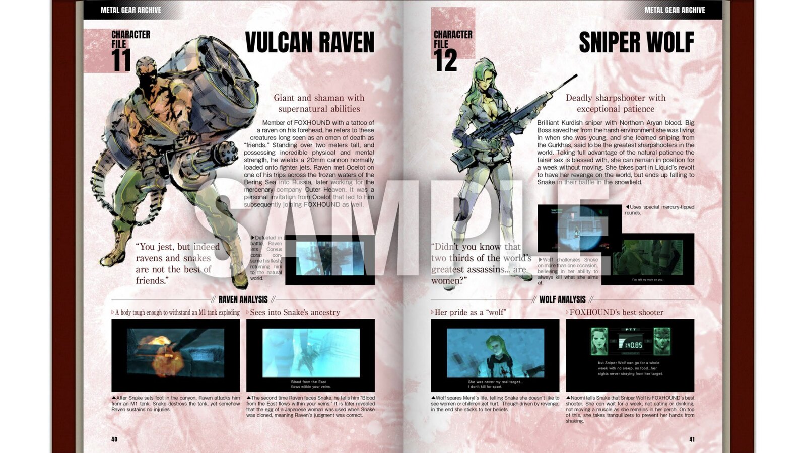 Metal Gear Solid Master Book character file spread