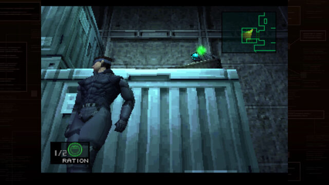 Metal Gear Solid: Snake on the helipad walkway with radar