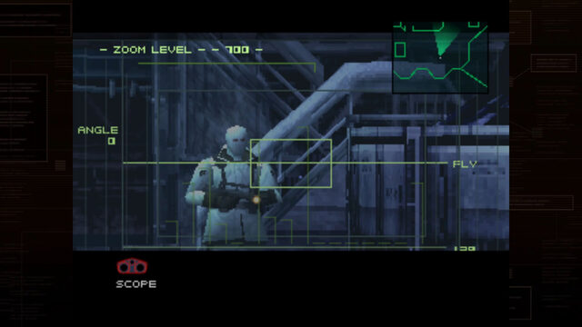 Surveillance still: scoped view on guard